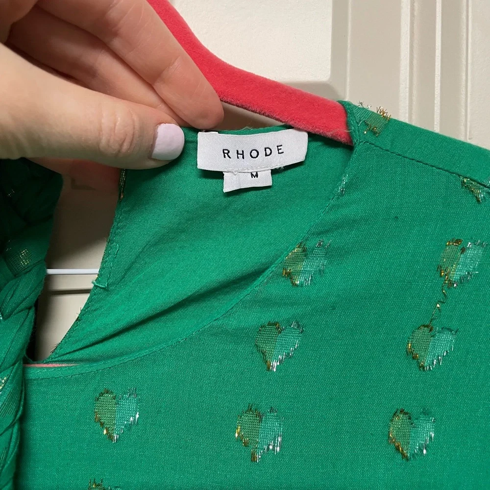 RHODE Green Ruffled Tie Front Mini Dress - Picture 2 of 4